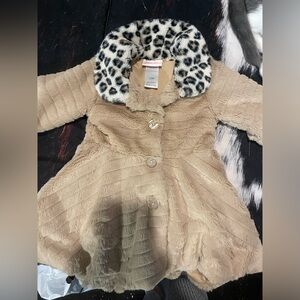 Little Girls Cheetah Print/Tan Winter Coat